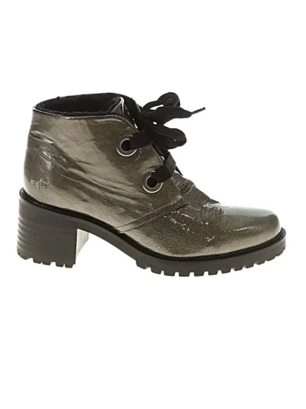 Bos. & Co. Index Lace Up Waterproof Pewter Sherpa Wool Lined Chunky Heel Boot 41